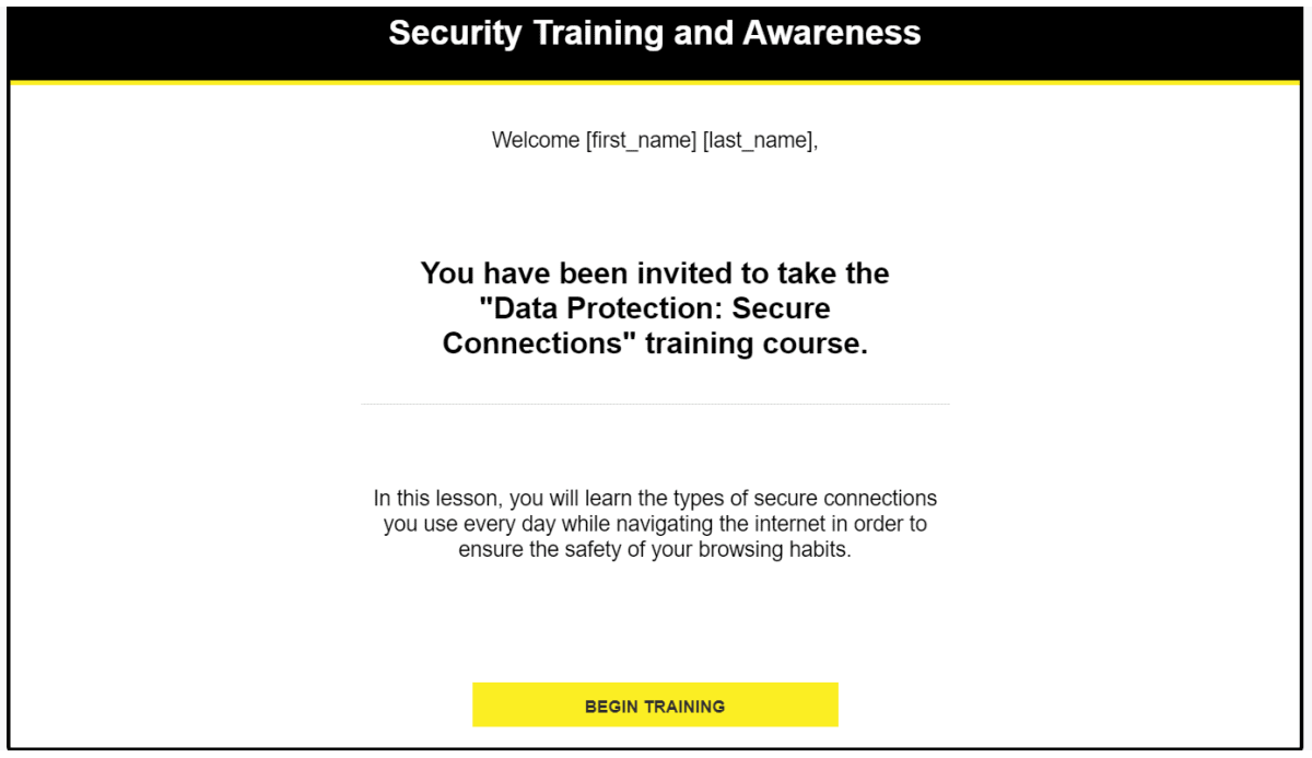 Security Training Email